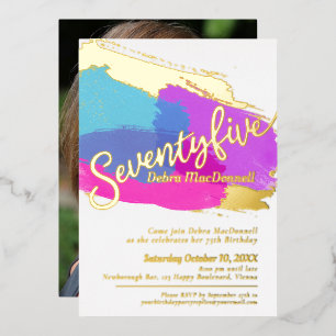 75th Birthday party gold photo bright abstract art