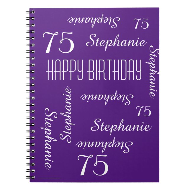 75th Birthday Party Guest Book, Repeating Names Notebook (Front)