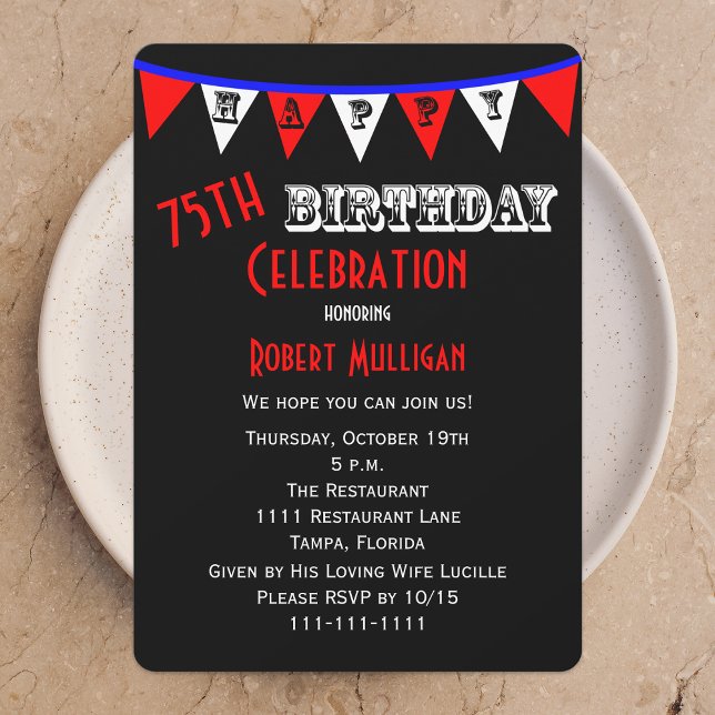 75th Birthday Party Invitation Bunting (Creator Uploaded)