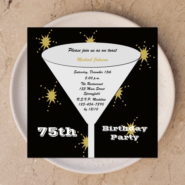 75th BIrthday Party Invitation Gold 75th Toast (Creator Uploaded)
