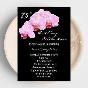 75th Birthday Party Invitation Orchids
