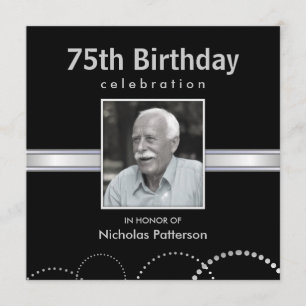 75th Birthday Party Invitations - Custom Photo
