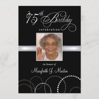 75th Birthday Party Invitations with Photo