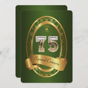 75th,birthday party woman man,elegant colour invitation