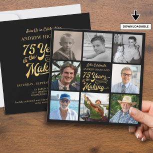 75th Birthday Photo Collage 75 Years in the Making Invitation