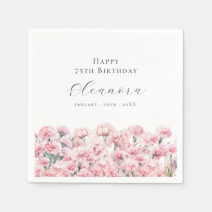 75th Birthday Pink Carnation January Birth Flower Napkin