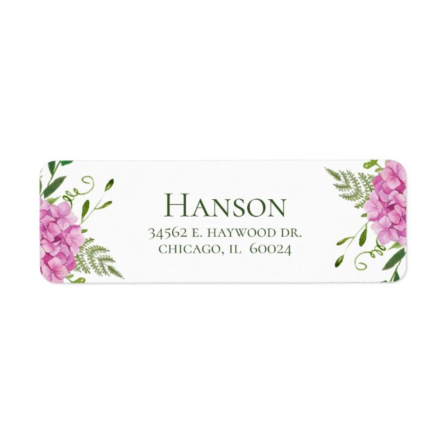 75th Birthday Pink Hydrangeas Return Address Return Address Label (Front)