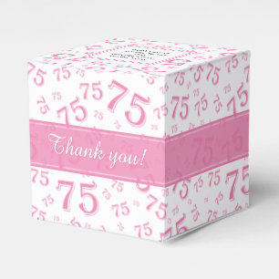 75th Birthday Pink/White Number pattern Favour Box