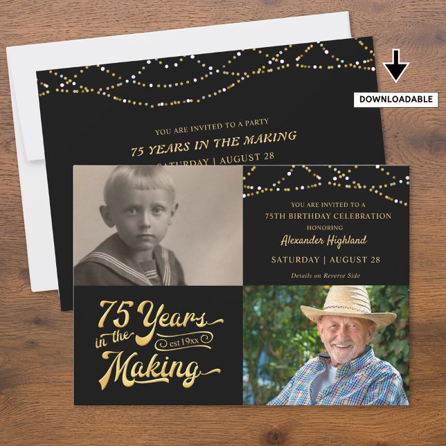 75th Birthday Retro 75 YEARS IN MAKING Lights Invitation (Creator Uploaded)