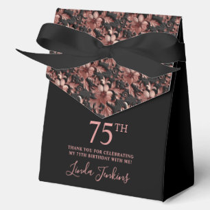 75th Birthday Rose Gold Floral Thank You  Favour Box