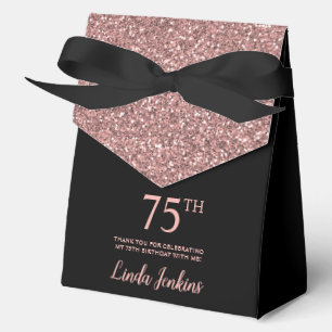 75th Birthday Rose Gold Glitter Thank You Favour Box