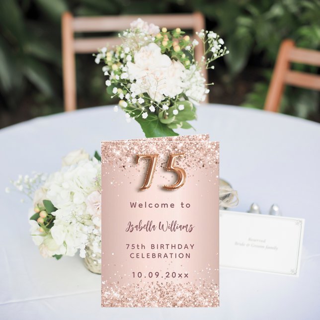 75th birthday rose gold photo welcome program (Creator Uploaded)
