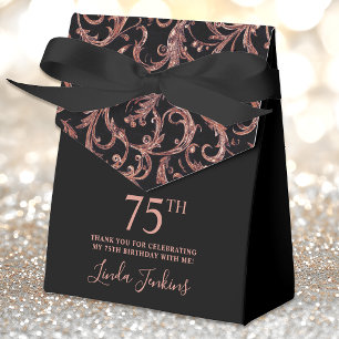 75th Birthday Rose Gold Swirls Thank You  Favour Box