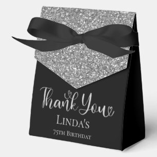 75th Birthday Silver Glitter Thank You Favour Box