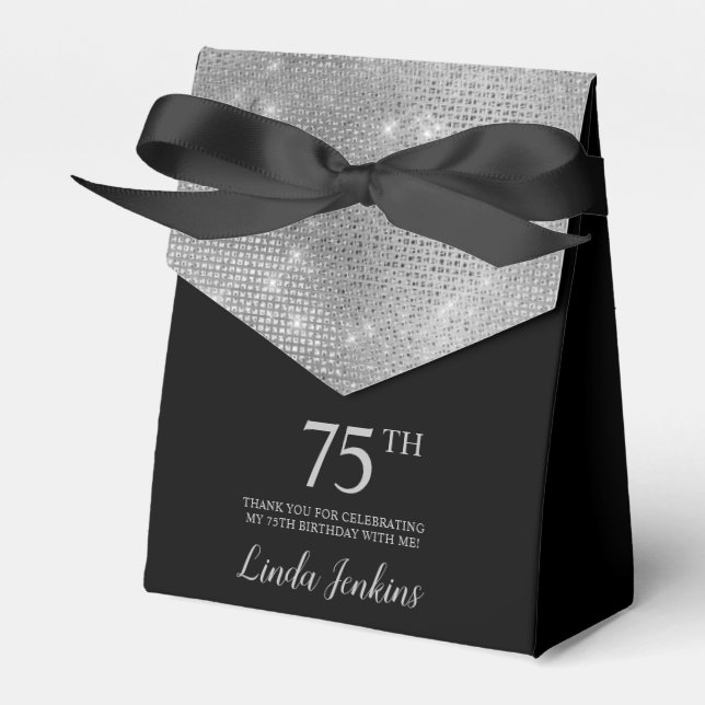 75th Birthday Silver Thank You Favour Box (Front Side)