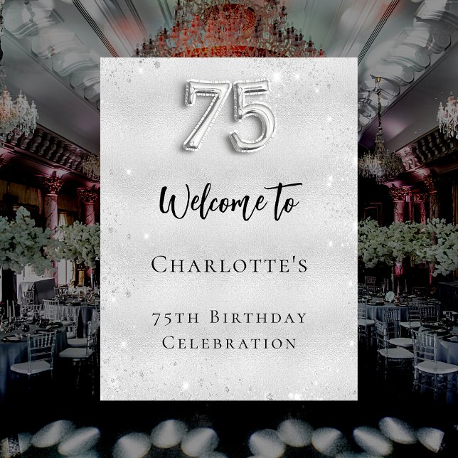 75th birthday silver welcome poster (Creator Uploaded)