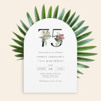 75th Birthday Simple Elegant Tropical Floral