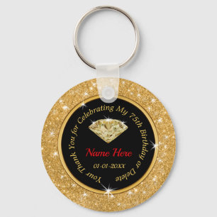 75th Birthday Souvenirs Ideas Personalised for Her Key Ring