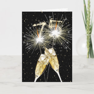 75th Birthday Sparklers and Champagne Toast Card