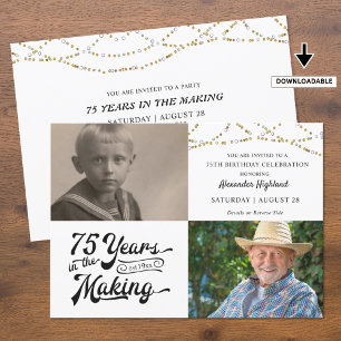 75th Birthday String Lights 75 YEARS IN MAKING Invitation