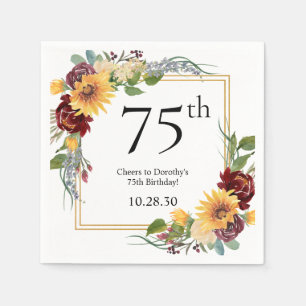 75th Birthday Sunflowers Napkin