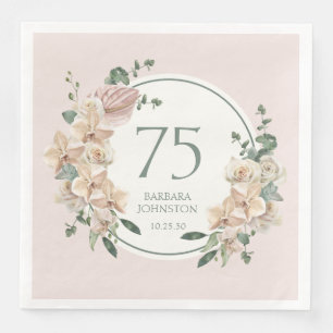75th Birthday Tropical Floral Napkin