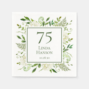 75th Birthday White Hydrangeas Napkin