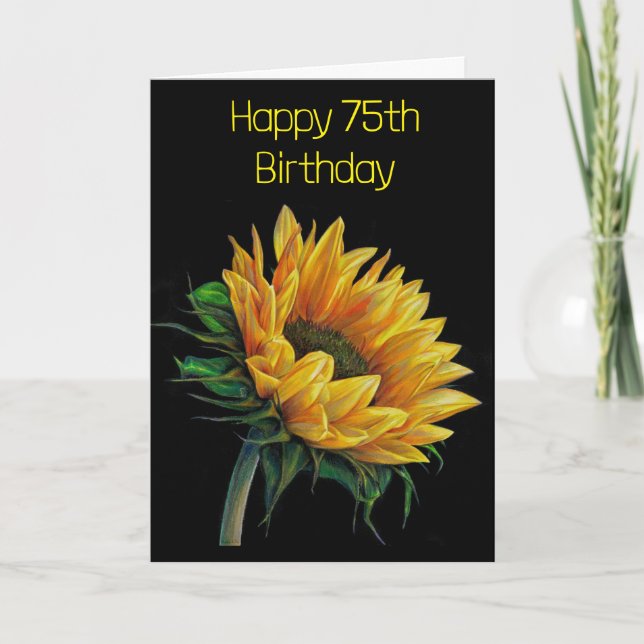 **75th BIRTHDAY** with BEAUTIFUL SUNFLOWER Card (Front)