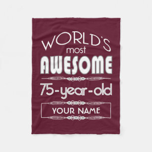 75th Birthday Worlds Best Fabulous Dark Red Maroon Fleece Blanket