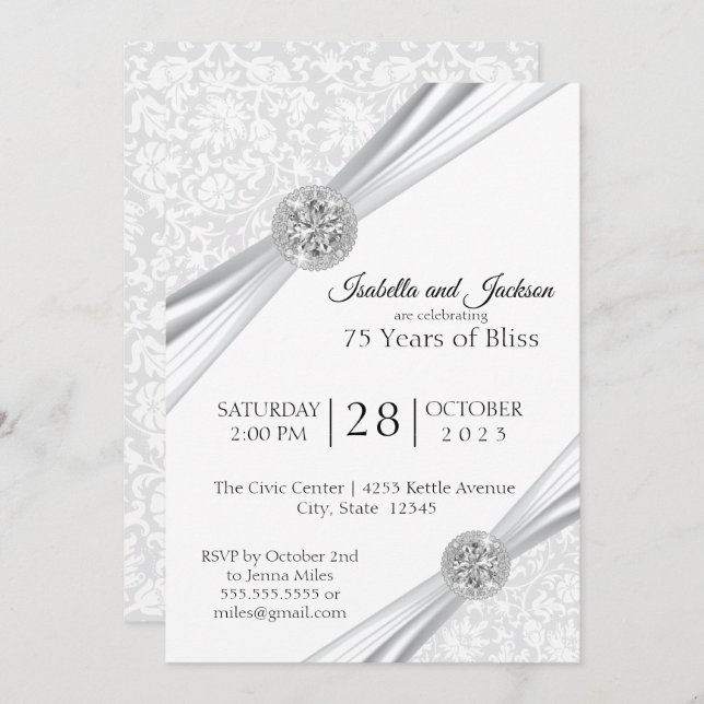75th Diamond Anniversary Design Invitation (Front/Back)