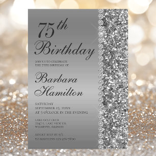 75th Elegant Silver Birthday Invitation
