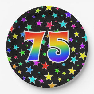 75th Event: Bold, Fun, Colorful Rainbow 75 Paper Plate