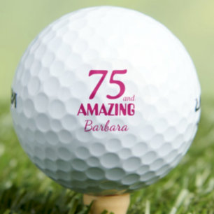 75th Pink Golf Gift - 75 and Amazing Balls