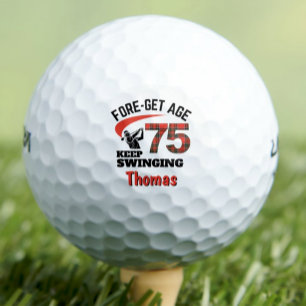 75th Plaid Gift for Stepdad – FORE-get Age Golf Balls