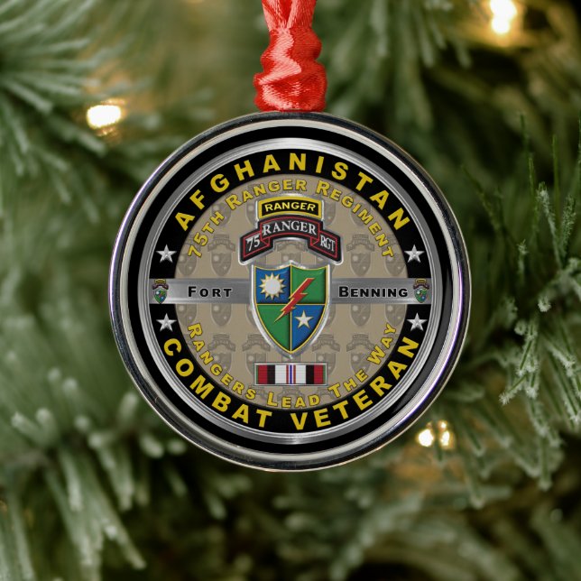 75th Ranger Regiment  Afghanistan Veteran Metal Ornament (Tree)