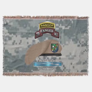 75th Ranger Regiment Combat Veteran Camo Throw Blanket