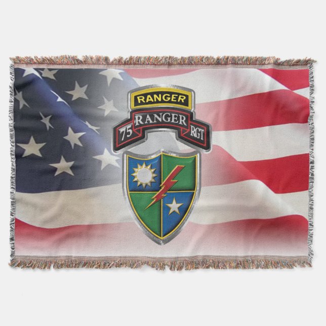 75th Ranger Regiment Iconic TAB! Throw Blanket (Front)