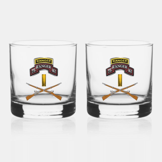 75th Ranger Regiment Second Lieutenant 2LT Whiskey Glass (Front)