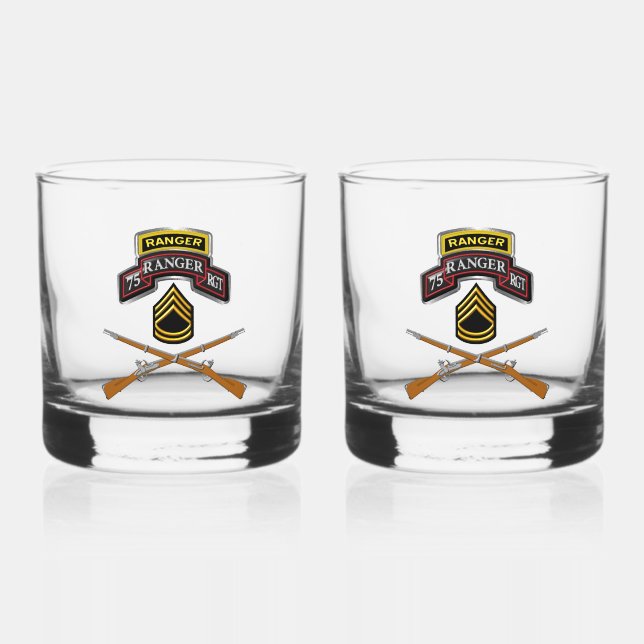 75th Ranger Regiment Sergeant First Class Whiskey Glass (Front)