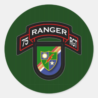 75th Ranger Rgt - scroll & flash Classic Round Sticker
