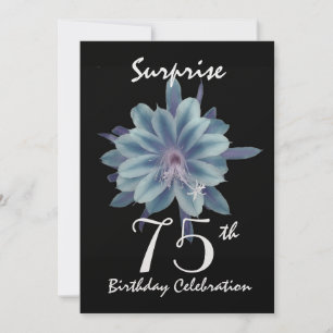 75th Surprise Birthday Party Soft Blue Flower Invitation