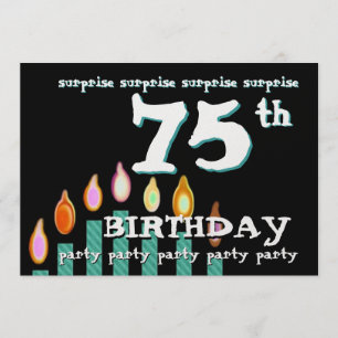 75th SURPRISE Birthday Teal Candles Invitation