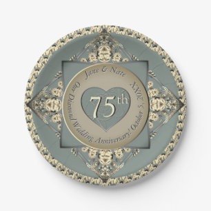 75th Wedding Anniversary Diamond  Paper Plate