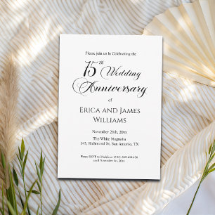 75th Wedding Anniversary Elegant Script Invitation