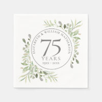 75th Wedding Anniversary Greenery Watercolor