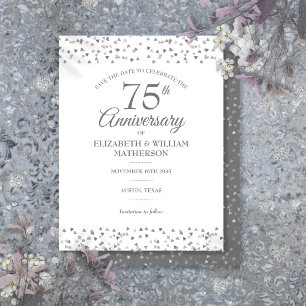 75th Wedding Anniversary Love Hearts Save the Date Postcard