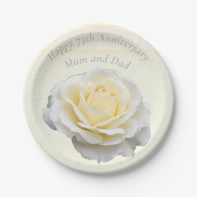 75th Wedding Anniversary Party Editable Paper Plate (Front)