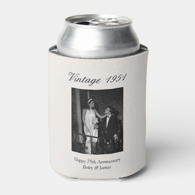 75th Wedding Anniversary Party Favor Custom Photo Can Cooler (Can Front)