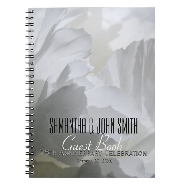 75th Wedding Anniversary Party Peony Guest Book 1 (Front)