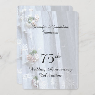 75th Wedding Anniversary Party, Vintage Lace Invitation